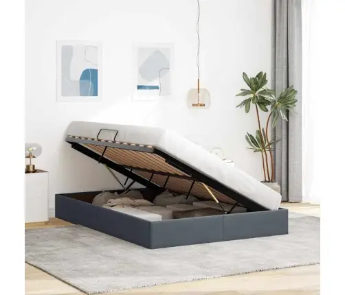 Glabāšanas Gulta Ar Matraci Tumši Pelēks 140 X 200 Cm Samts Vidaxl