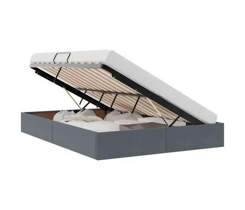 Glabāšanas Gulta Ar Matraci Tumši Pelēks 140 X 200 Cm Samts Vidaxl