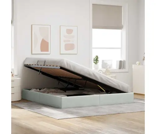 Glabāšanas Gulta Ar Matraci Gaiši Pelēks 160 X 200 Cm Samts Vidaxl