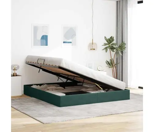 Glabāšanas Gulta Ar Matraci Tumši Zaļš 160 X 200 Cm Samts Vidaxl