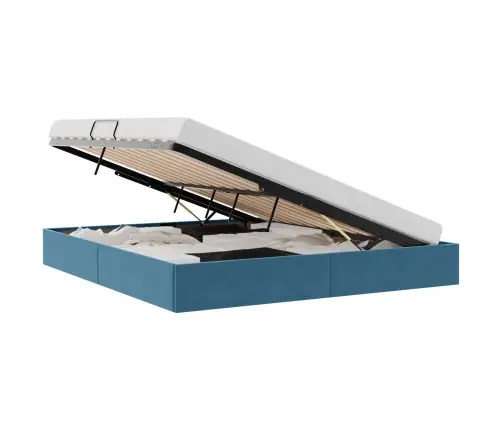 Glabāšanas Gulta Ar Matraci Tumši Zils 160 X 200 Cm Samts Vidaxl