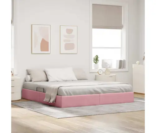 Glabāšanas Gulta Ar Matraci Rozā 160 X 200 Cm Samts Vidaxl