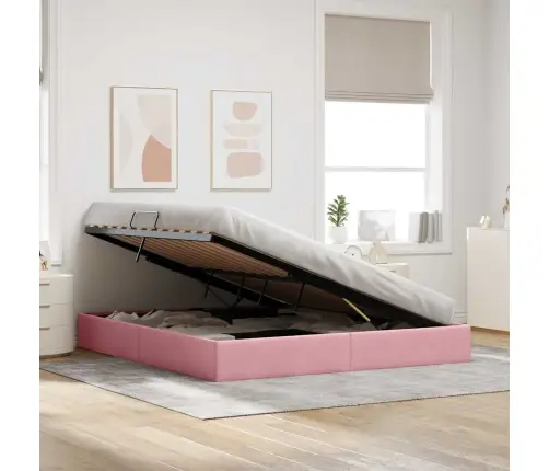 Glabāšanas Gulta Ar Matraci Rozā 160 X 200 Cm Samts Vidaxl