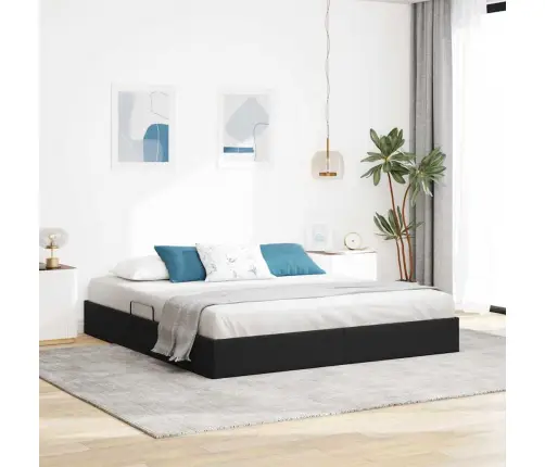 Saugos Lova Su Čiužiniu Su Saugykla Juoda 180 X 200 Cm Aksomas