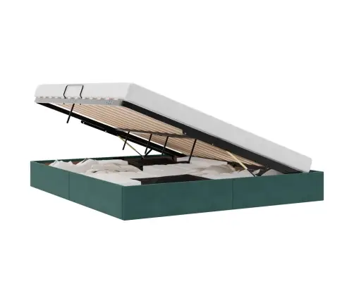Saugos Lova Su Čiužiniu Tamsiai Žalia 180 X 200 Cm Aksomas