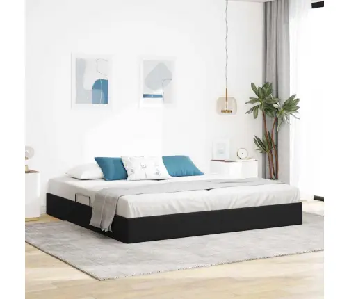 Glabāšanas Gulta Ar Matraci Melna 200 X 200 Cm Samts Vidaxl