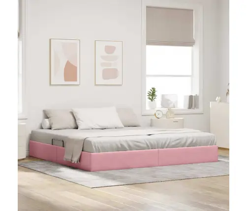 Glabāšanas Gulta Ar Matraci Rozā 200 X 200 Cm Samts Vidaxl