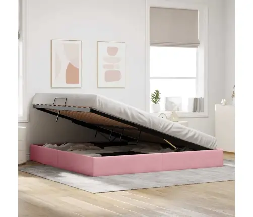 Glabāšanas Gulta Ar Matraci Rozā 200 X 200 Cm Samts Vidaxl