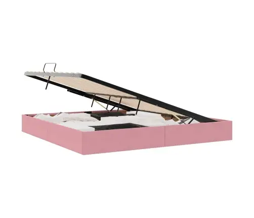 Glabāšanas Gulta Ar Matraci Rozā 200 X 200 Cm Samts Vidaxl