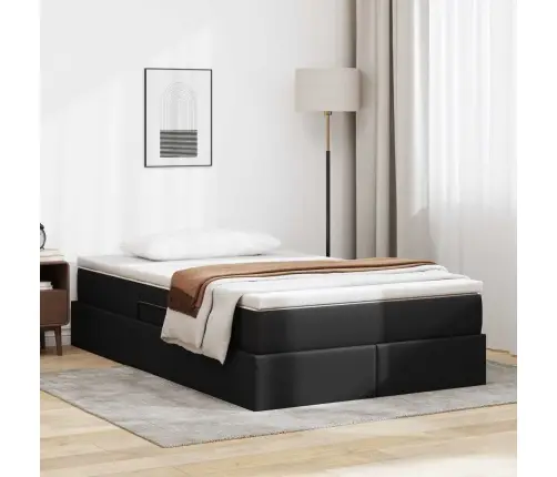 Gulta Ar Uzglabāšanas Vietu Un Matraci Melna 120 X 190 Cm Vidaxl