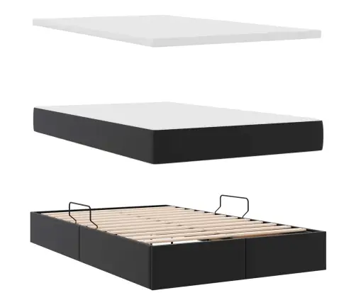 Gulta Ar Uzglabāšanas Vietu Un Matraci Melna 120 X 190 Cm Vidaxl