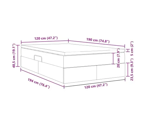 Gulta Ar Uzglabāšanas Vietu Un Matraci Melna 120 X 190 Cm Vidaxl