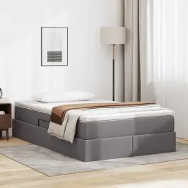 Gulta Ar Uzglabāšanas Vietu Un Matraci Pelēka 120 X 190 Cm Vidaxl