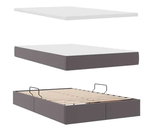 Gulta Ar Uzglabāšanas Vietu Un Matraci Pelēka 120 X 190 Cm Vidaxl