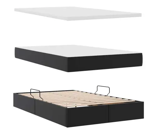 Gulta Ar Uzglabāšanas Vietu Un Matraci Melna 120 X 200 Cm Vidaxl