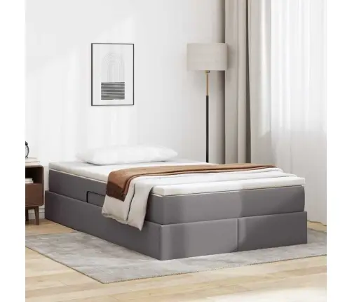 Gulta Ar Uzglabāšanas Vietu Un Matraci Pelēka 120 X 200 Cm Vidaxl