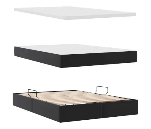 Gulta Ar Uzglabāšanas Vietu Un Matraci Melna 140 X 190 Cm Vidaxl