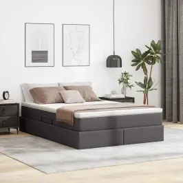 Gulta Ar Uzglabāšanas Vietu Un Matraci Pelēka 140 X 190 Cm Vidaxl Gulta Ar Uzglabāšanas Vietu Un Matraci Pelēka 140 X 190 Cm Vidaxl