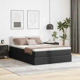 Gulta Ar Uzglabāšanas Vietu Un Matraci Melna 140 X 200 Cm Vidaxl Gulta Ar Uzglabāšanas Vietu Un Matraci Melna 140 X 200 Cm Vidaxl