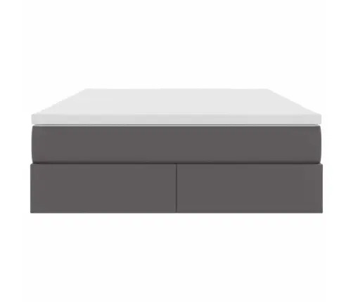 Voodi Hoiukohaga Ja Madratsiga Hall 140 X 200 Cm Kunstnahk