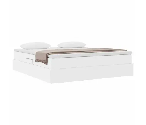 Voodi Hoiukohaga Ja Madratsiga Valge 160 X 200 Cm Kunstnahk