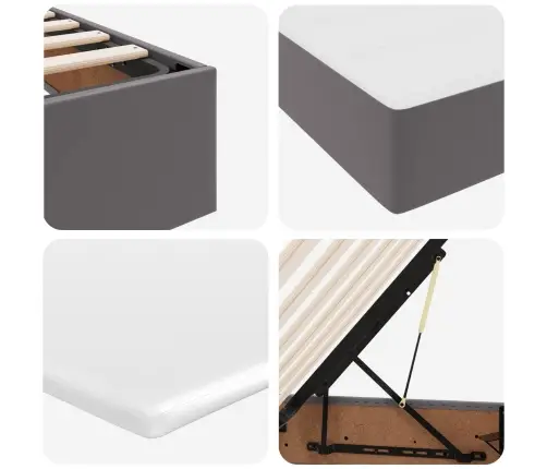 Voodi Hoiukohaga Ja Madratsiga Hall 180 X 200 Cm Kunstnahk