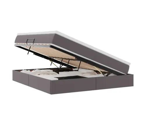 Voodi Hoiukohaga Ja Madratsiga Hall 180 X 200 Cm Kunstnahk