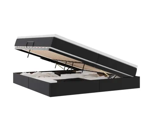 Lova Su Daiktų Laikymo Vieta Ir Čiužiniu Juoda 200 X 200 Cm