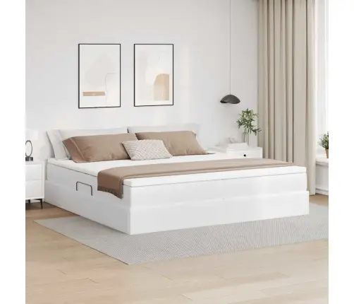 Gulta Ar Uzglabāšanas Vietu Un Matraci Balts 200 X 200 Cm Vidaxl