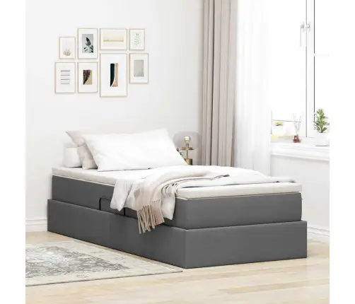 Gulta Ar Uzglabāšanas Vietu Un Matraci Tumši Pelēks 90 X 190 Cm Vidaxl