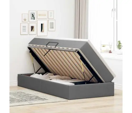 Gulta Ar Uzglabāšanas Vietu Un Matraci Tumši Pelēks 90 X 190 Cm Vidaxl