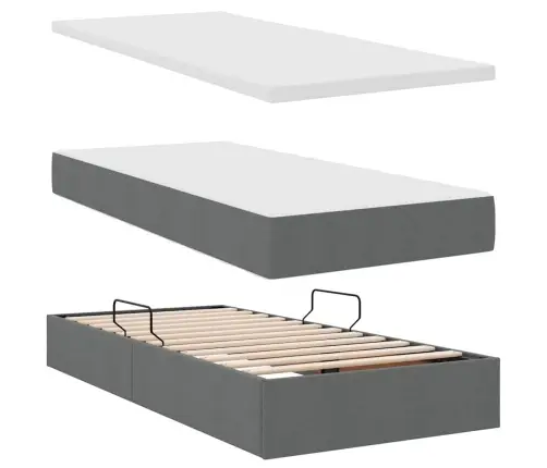 Gulta Ar Uzglabāšanas Vietu Un Matraci Tumši Pelēks 90 X 190 Cm Vidaxl