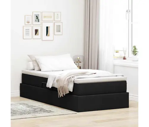 Gulta Ar Uzglabāšanas Vietu Un Matraci Melna 90 X 200 Cm Vidaxl