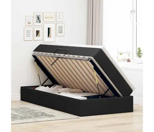 Gulta Ar Uzglabāšanas Vietu Un Matraci Melna 90 X 200 Cm Vidaxl