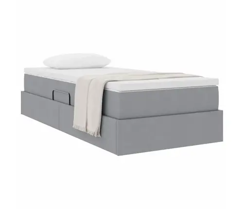 Lova Su Daiktų Laikymo Vieta Ir Čiužiniu Šviesiai Pilka