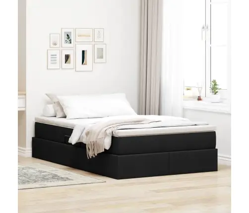 Gulta Ar Uzglabāšanas Vietu Un Matraci Melna 120 X 190 Cm Vidaxl