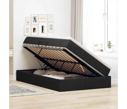 Gulta Ar Uzglabāšanas Vietu Un Matraci Melna 120 X 190 Cm Vidaxl