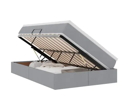 Lova Su Daiktų Laikymo Vieta Ir Čiužiniu Šviesiai Pilka