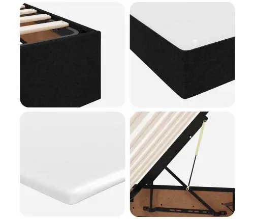 Gulta Ar Uzglabāšanas Vietu Un Matraci Melna 120 X 200 Cm Vidaxl