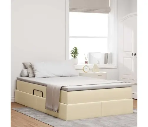 Gulta Ar Uzglabāšanas Vietu Un Matraci Krēmkrāsa 120 X 200 Cm Vidaxl