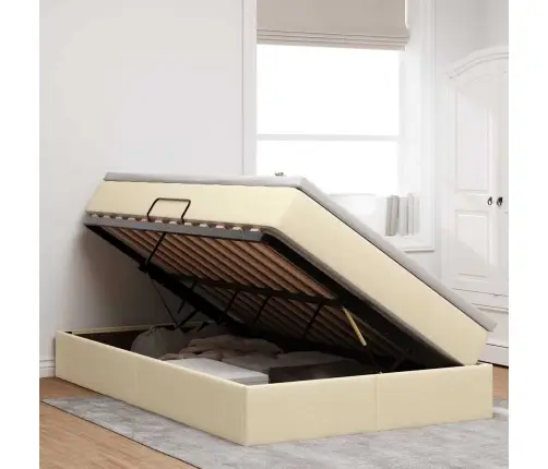 Gulta Ar Uzglabāšanas Vietu Un Matraci Krēmkrāsa 120 X 200 Cm Vidaxl