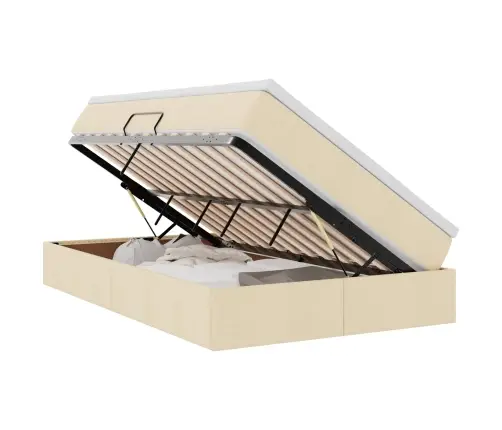 Gulta Ar Uzglabāšanas Vietu Un Matraci Krēmkrāsa 120 X 200 Cm Vidaxl