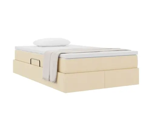 Gulta Ar Uzglabāšanas Vietu Un Matraci Krēmkrāsa 120 X 200 Cm Vidaxl