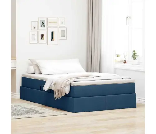 Gulta Ar Uzglabāšanas Vietu Un Matraci Zila 120 X 200 Cm Vidaxl