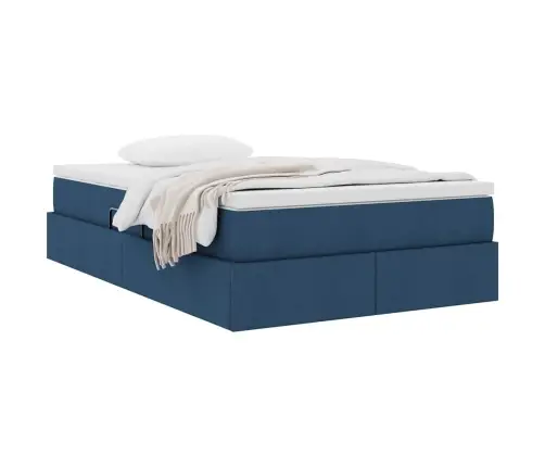 Gulta Ar Uzglabāšanas Vietu Un Matraci Zila 120 X 200 Cm Vidaxl