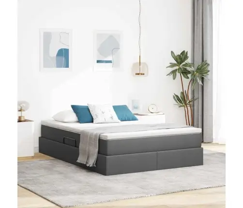 Gulta Ar Uzglabāšanas Vietu Un Matraci Ar Matraci Tumši Pelēks Vidaxl