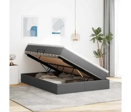 Gulta Ar Uzglabāšanas Vietu Un Matraci Ar Matraci Tumši Pelēks Vidaxl