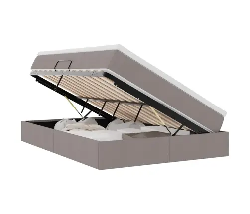 Gulta Ar Uzglabāšanas Vietu Un Matraci Pelēkbrūna 140 X 190 Cm Vidaxl