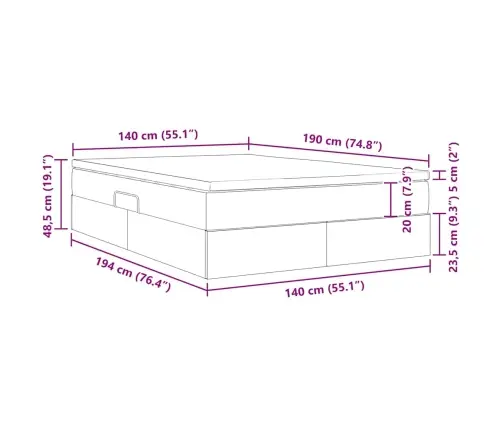 Gulta Ar Uzglabāšanas Vietu Un Matraci Pelēkbrūna 140 X 190 Cm Vidaxl