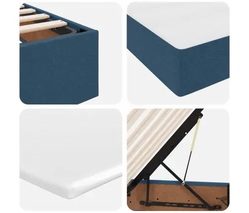 Voodi Hoiukohaga Ja Madratsiga Sinine 140 X 190 Cm Polüester